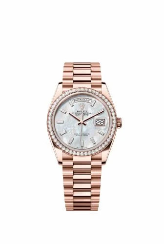 Rolex Day-Date 36 Everose Gold / Diamond / MOP - Baguette / President 128345RBR-0077 (m128345rbr-0077)